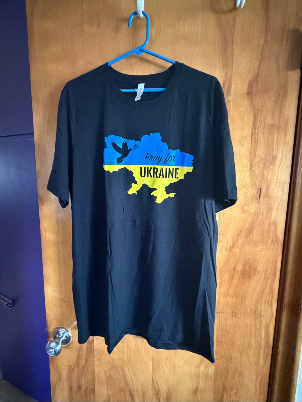 Bella Canvas Black Tee with Blue and Yellow Ukraine Map Graphic